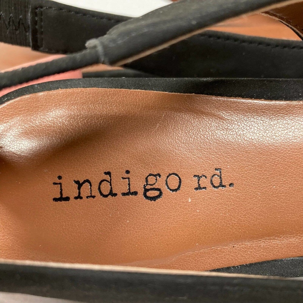 Indigo Rd. Shoes Womens Sz 6 Black Faux Suede Irgauri Point Toe Slingback Flats - Picture 6 of 7